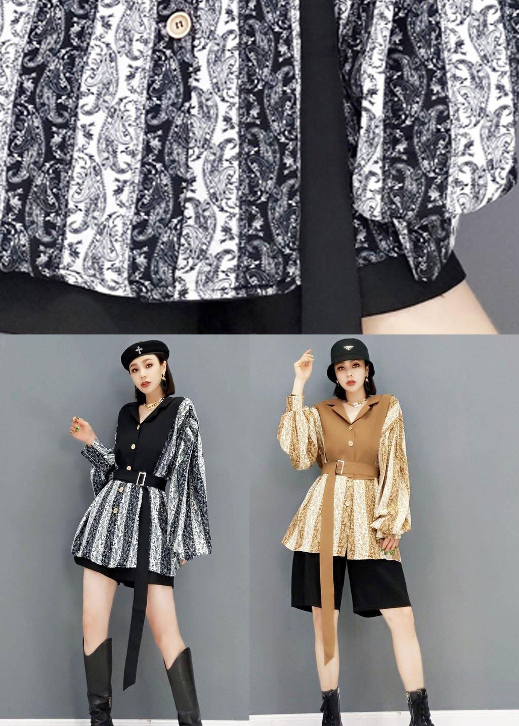 Fitted Grey PeterPan Collar Button Fall Shirt Top Long Sleeve