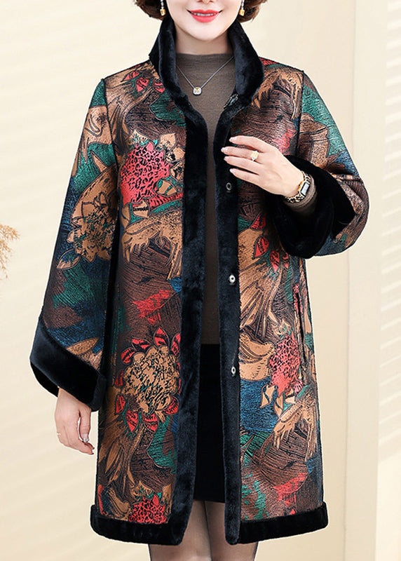 Fitted Khaki Stand Collar Wear on Both Sides Fluffy Mink Hair Coats Spring