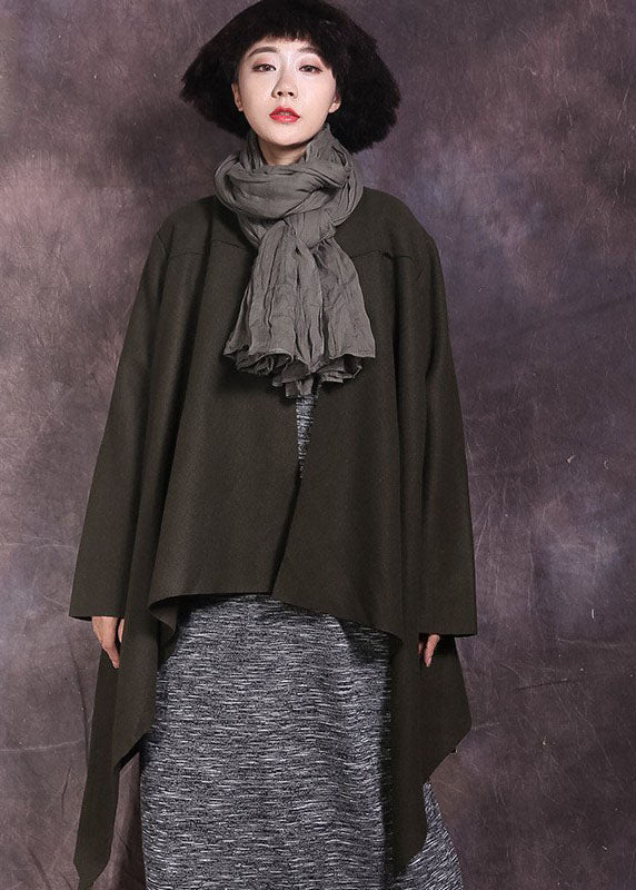 Fitted Tea Green Asymmetrical Coat Spring