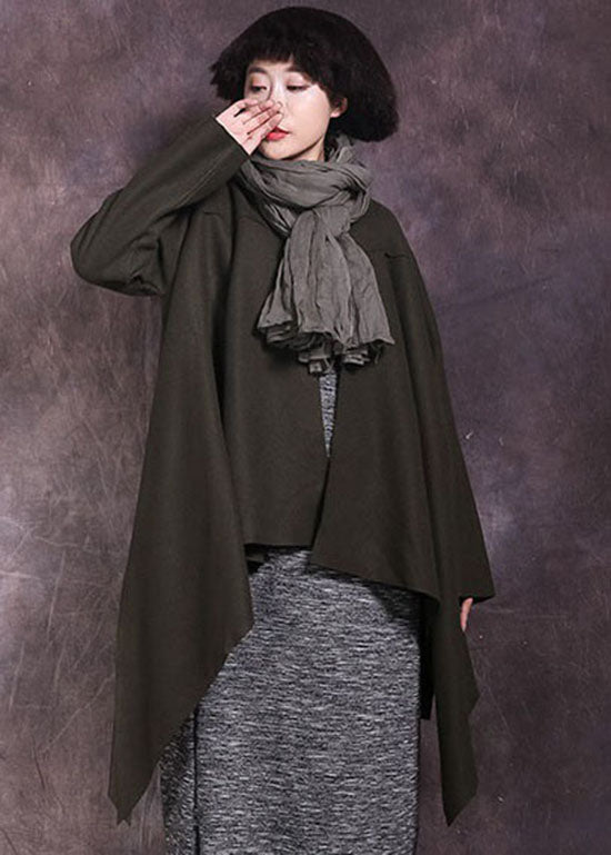Fitted Tea Green Asymmetrical Coat Spring