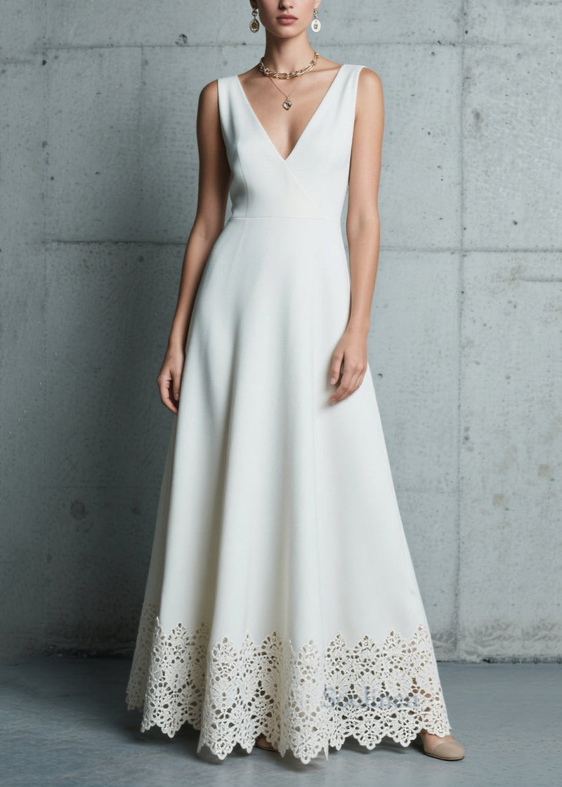 Fitted White Hollow Out Patchwork Draping Chiffon Vestidos Dresses Summer