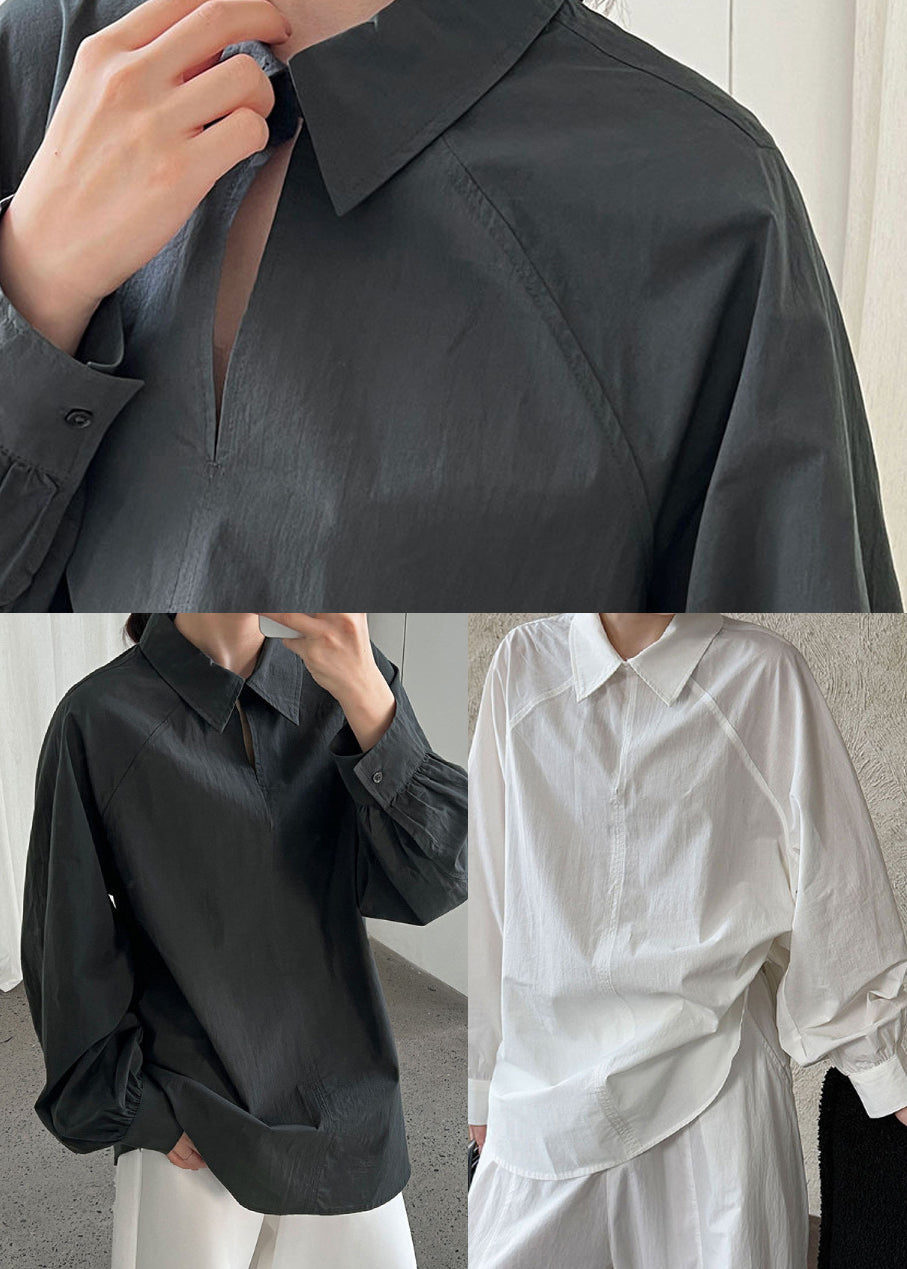 Fitted White Oversized Cotton Shirt Tops Spring