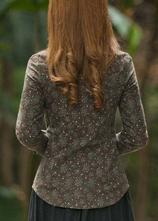 Fitted Black Stand Collar Button Print Coats Spring