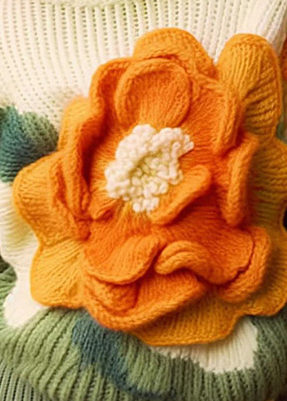 Apricot O Neck Cozy Cotton Knit Top Long Sleeve