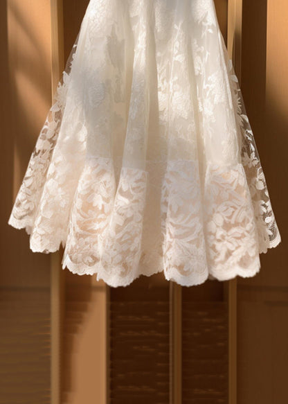 Beige High Waist Lace Skirts Summer