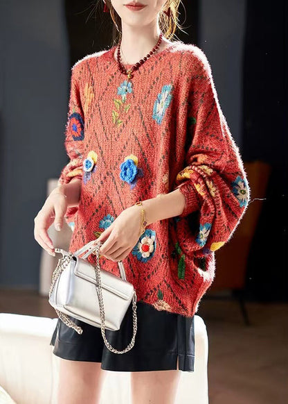 Blue O-neck Hollow Out Knit Sweaters Batwing Sleeve