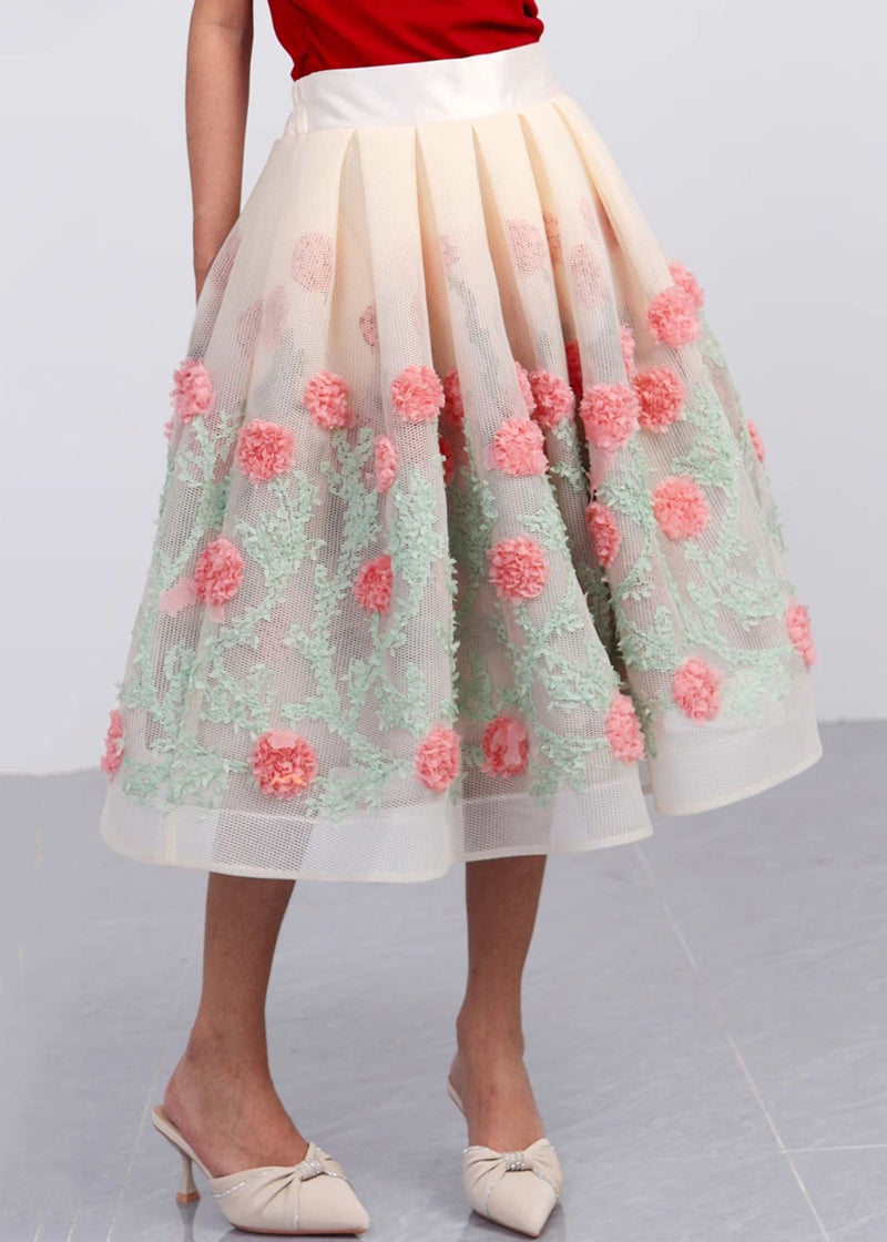 Hollow Out Pockets Patchwork Tulle Skirt Summer