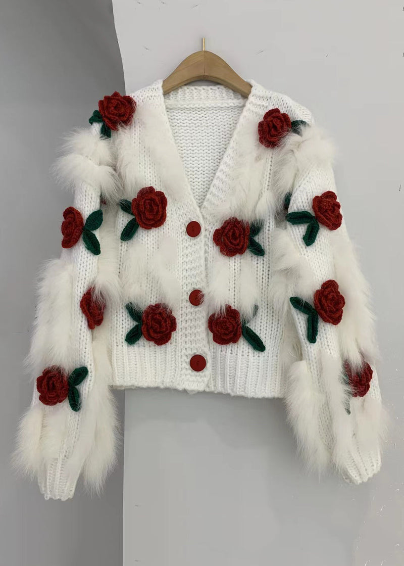 Pink V Neck Button Patchwork Knit Cardigan Spring