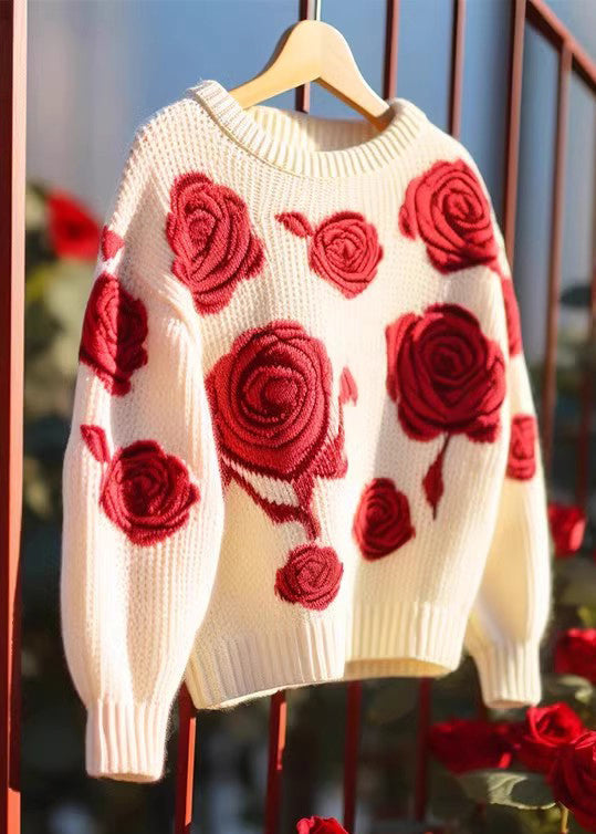 Red Hollow Out Cozy Knit Sweaters Fall