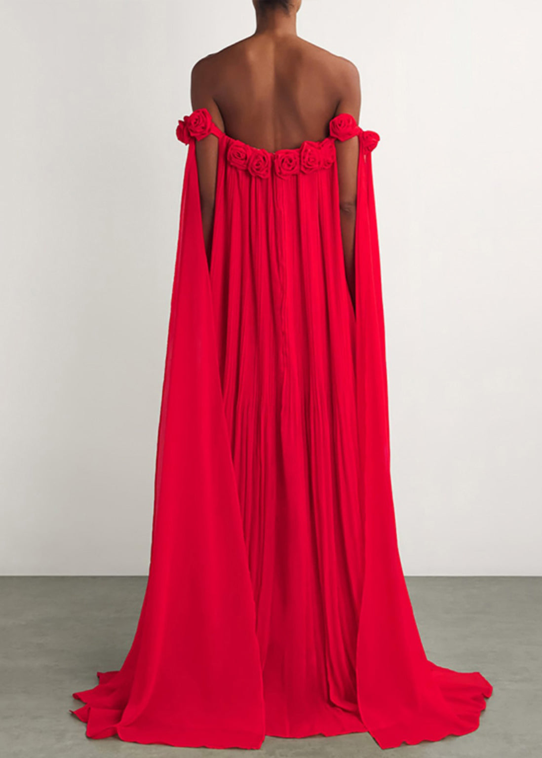 Red Slash Neck Wrinkled Cotton Maxi Dresses Summer