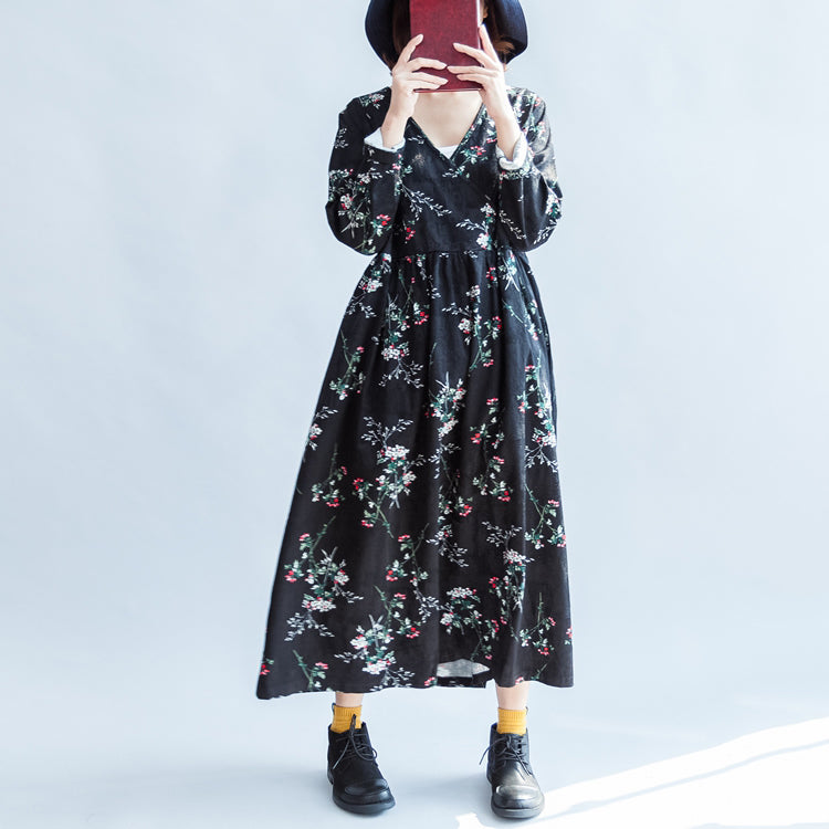 V Neck Spring Dresses Cotton Dress Caftans Gown