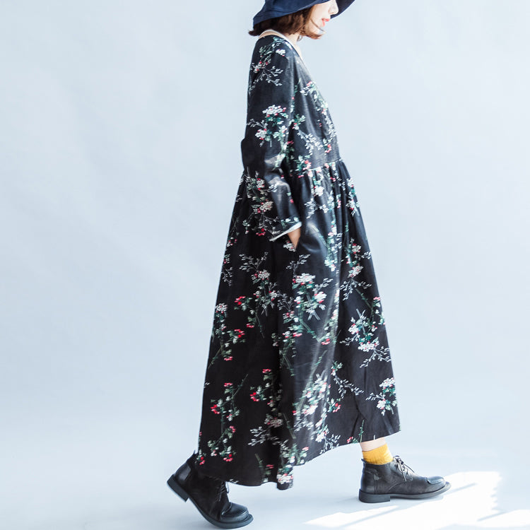 V Neck Spring Dresses Cotton Dress Caftans Gown