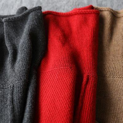 For Spring Turtleneck Red Knitwear Patchwork Knitted Pullover