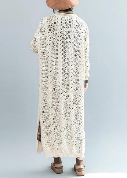 For Spring Beige Sweater Weather Street Style O Neck Hollow Out Mujer Knit Dresses