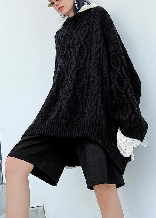 For Spring Fall Black Knit Tops Hooded Clothes for
