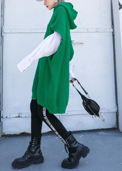 For Spring Green Sweaters Hooded Pockets Tops