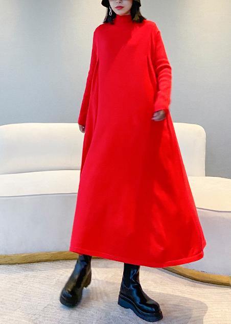 For Spring High Neck Large Hem Sweater Fall Dress Outfit Refashion Red Big Sweater Dresses