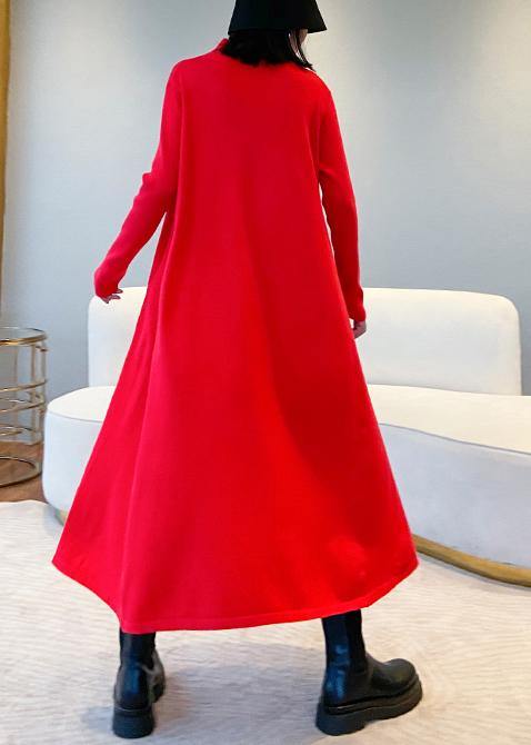 For Spring High Neck Large Hem Sweater Fall Dress Outfit Refashion Red Big Sweater Dresses