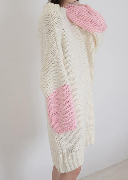 For Spring O Neck Batwing Sleeve Sweater Dress Outfit Classy Beige Funny Knitwear