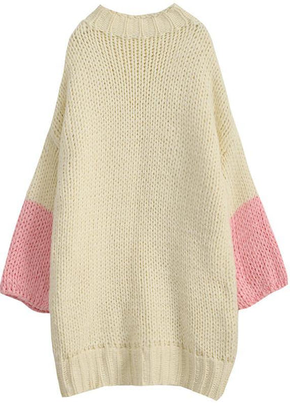 For Spring O Neck Batwing Sleeve Sweater Dress Outfit Classy Beige Funny Knitwear