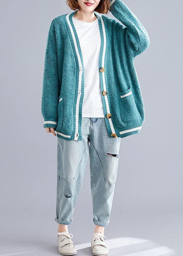 For Spring Warm Sweaters Green V Neck Fall Knitted Cardigans