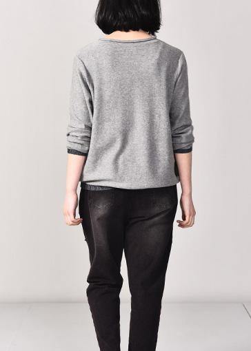 For Work Beige Knitted Tops Loose Knitwear Prints