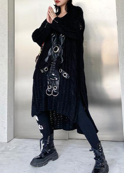 For Work Black Sweater Dress Outfit Moda Hollow Out Daily Low High Design Sweater Dress