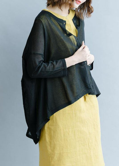 For Work black fall fashion fall cotton linen o neck Batwing Sleeve tops