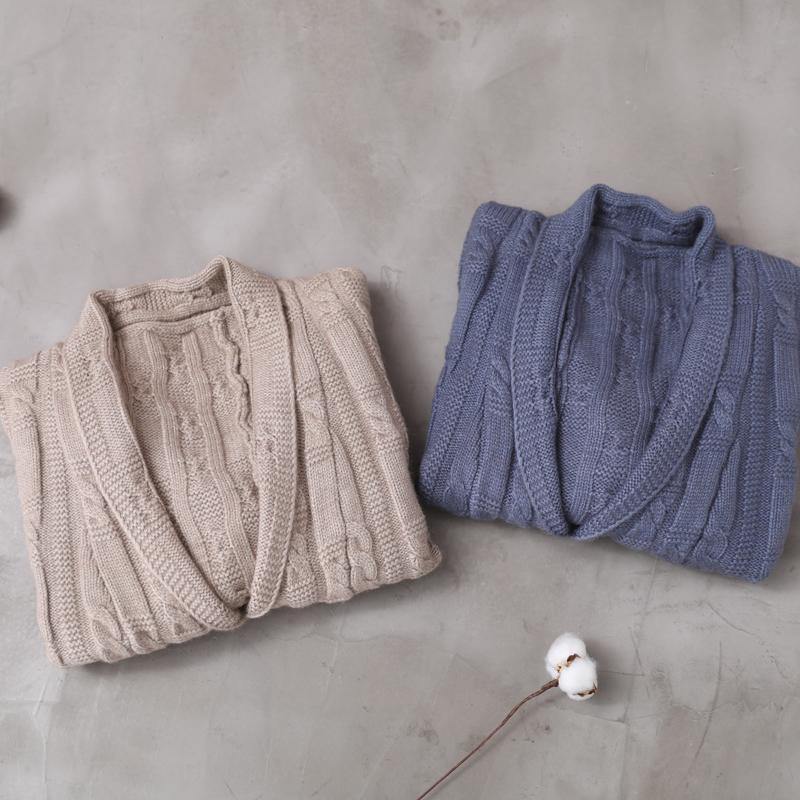 For Work Blue Knit Cardigans Fall Winter Asymmetric Knitwear
