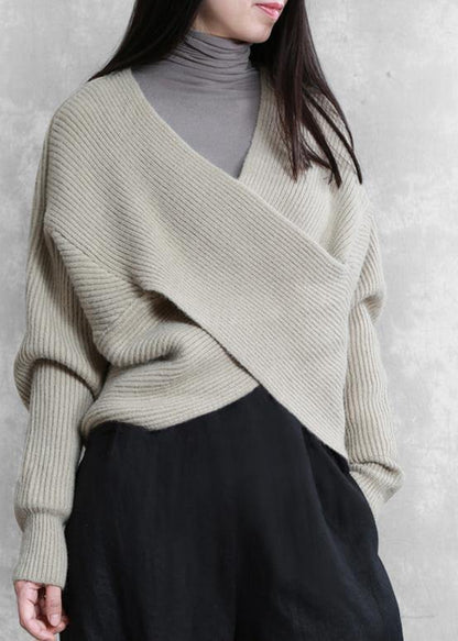 For Work Blue Knitted Clothes Knit Sweat Tops V Neck Batwing Sleeve
