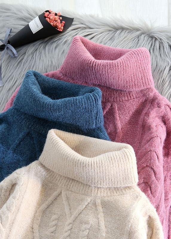 For Work High Neck Beige Knitwear Spring Knitted Pullover