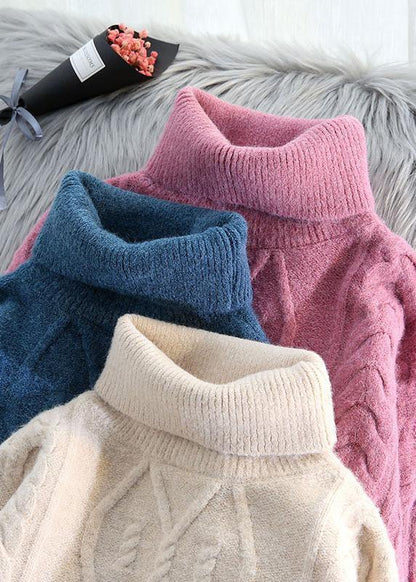 For Work High Neck Beige Knitwear Spring Knitted Pullover