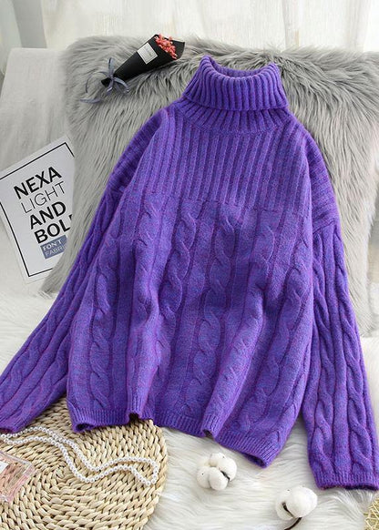 For Work High Neck Green Knitwear Wild Blouse