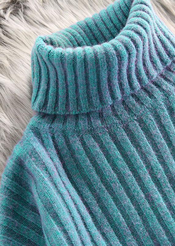 For Work High Neck Green Knitwear Wild Blouse