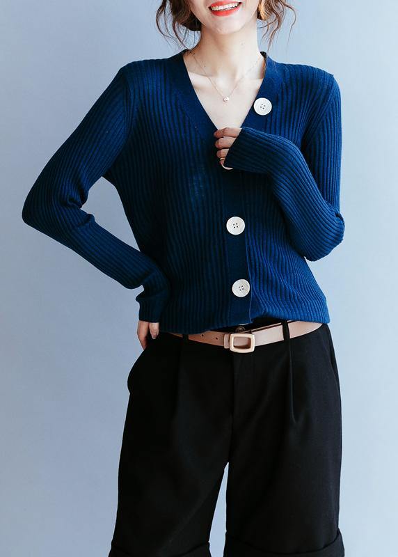 For Work Navy Top V Neck Clothing Fall Knit Sweat Tops