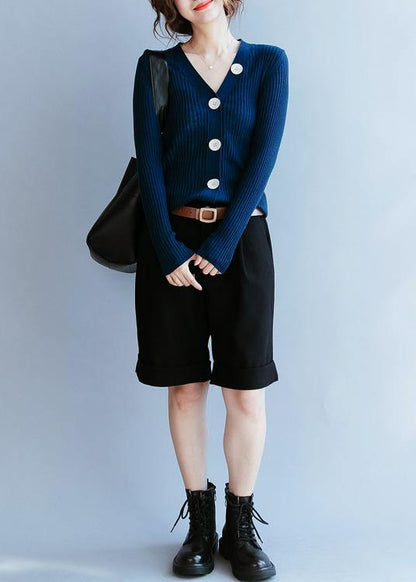 For Work Navy Top V Neck Clothing Fall Knit Sweat Tops