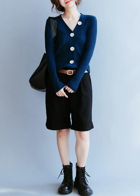 For Work Navy Top V Neck Clothing Fall Knit Sweat Tops