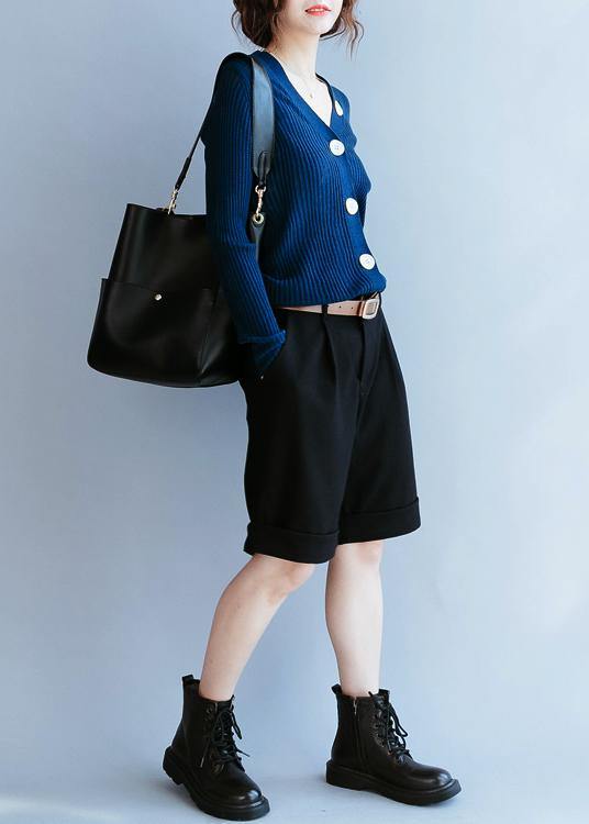 For Work Navy Top V Neck Clothing Fall Knit Sweat Tops