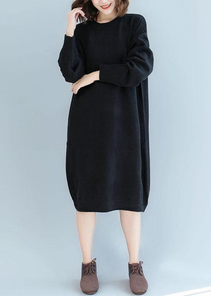 For Work O Neck Sweater Weather Black Hipster Knit Dress Fall