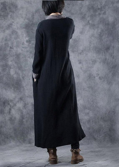 For Work Patchwork Sweater V Neck Outfits Largo Black Diy Knit Dress