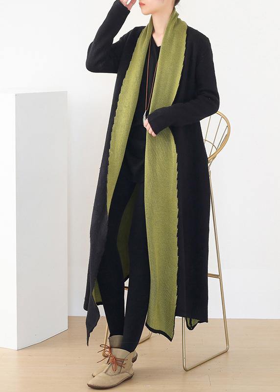 For Work Patchwork Knit Coats Loose Fitting V Neck Wild Knit Outwear