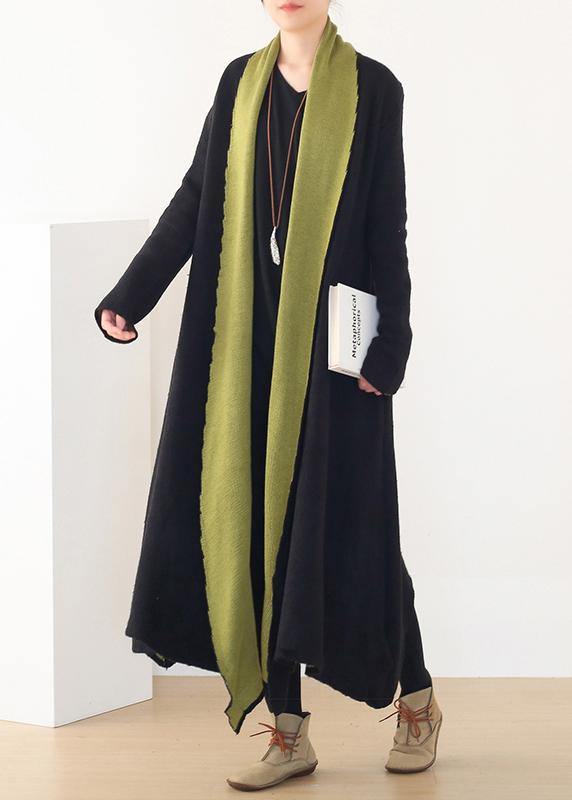 For Work Patchwork Knit Coats Loose Fitting V Neck Wild Knit Outwear