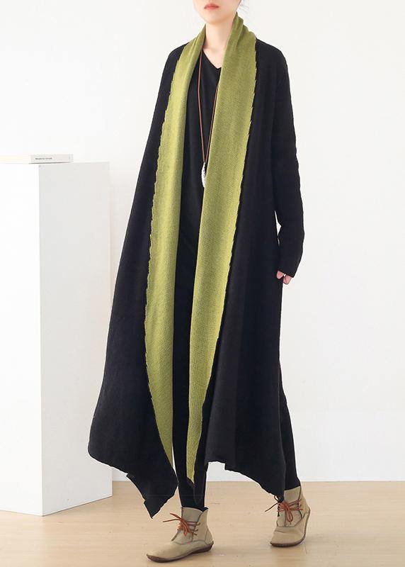 For Work Patchwork Knit Coats Loose Fitting V Neck Wild Knit Outwear
