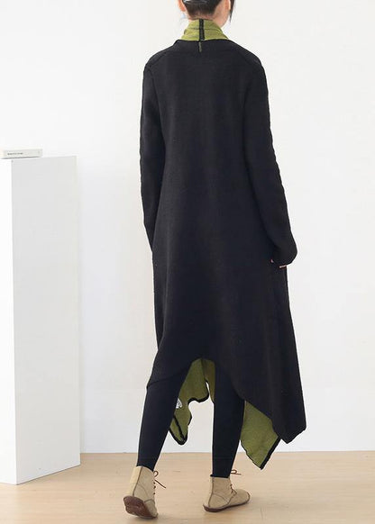For Work Patchwork Knit Coats Loose Fitting V Neck Wild Knit Outwear