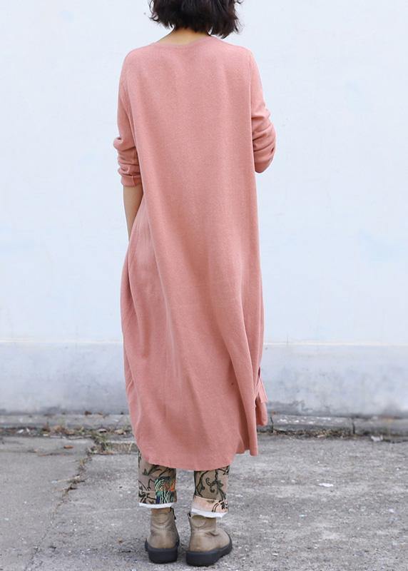 For Work Pink Knitted Cardigans Clothing O Neck Sweaters Asymmetric