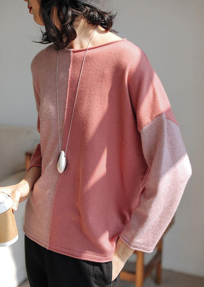 For Work Pink Tops O Neck Clothing Fall Sweaters