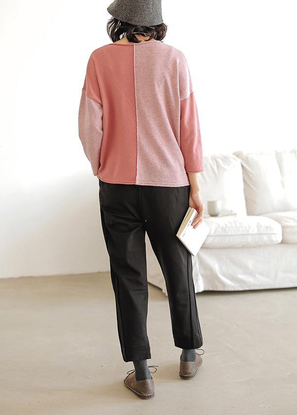For Work Pink Tops O Neck Clothing Fall Sweaters