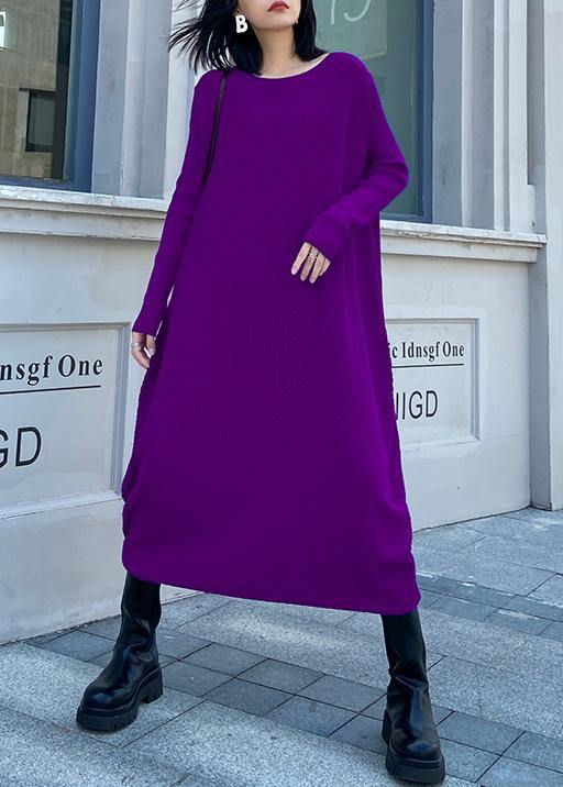 For Work Purple Sweater Weather Quotes O Neck Long Sleeve Funny Fall Sweater Dresses