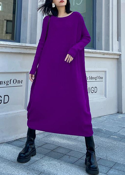 For Work Purple Sweater Weather Quotes O Neck Long Sleeve Funny Fall Sweater Dresses