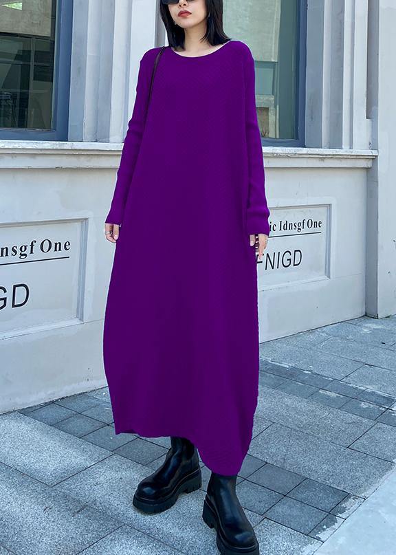 For Work Purple Sweater Weather Quotes O Neck Long Sleeve Funny Fall Sweater Dresses